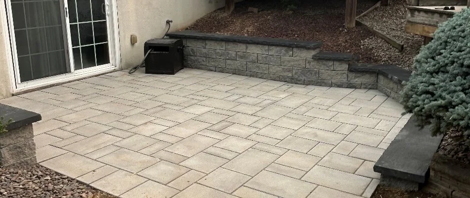 Backyard in Lititz, PA, with paver patio.