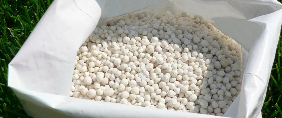 Granular fertilizer in a sack for a lawn in Lititz, PA.