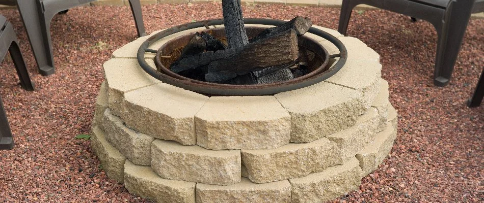 Wood-burning fire pit made of blocks in Lititz, PA.