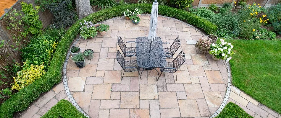 Circular patio on a property in Lititz, PA.
