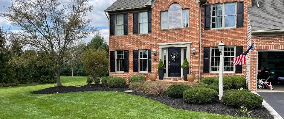 A large commercial lawn recently mowed in Lititz, PA.