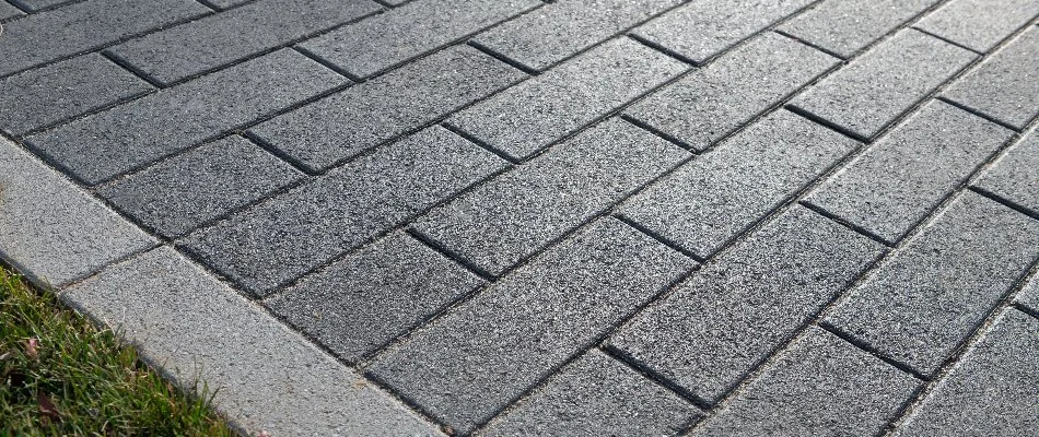 Closeup of a concrete paver driveway in Lititz, PA.