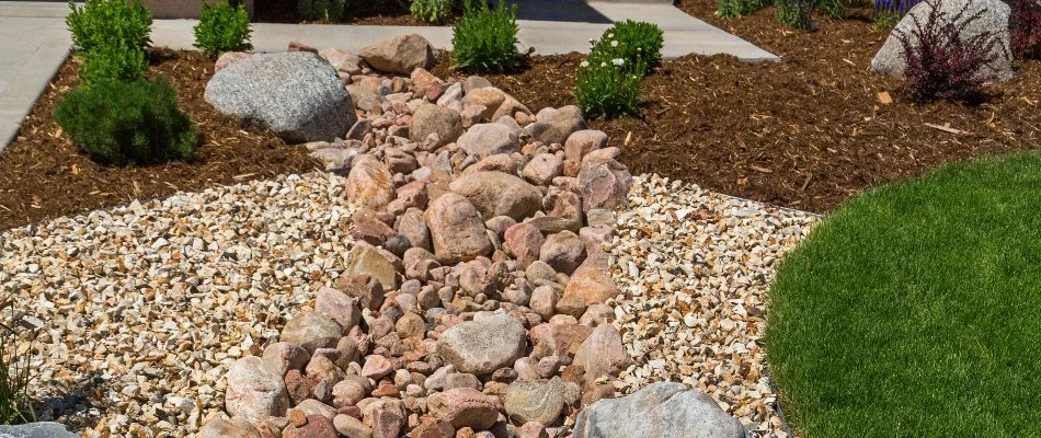 Mulched area near a dry creek bed in Lititz, PA.