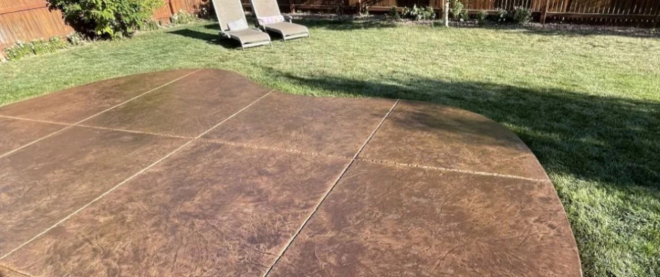 Patio in Elizabethtown, PA, beside a green lawn.