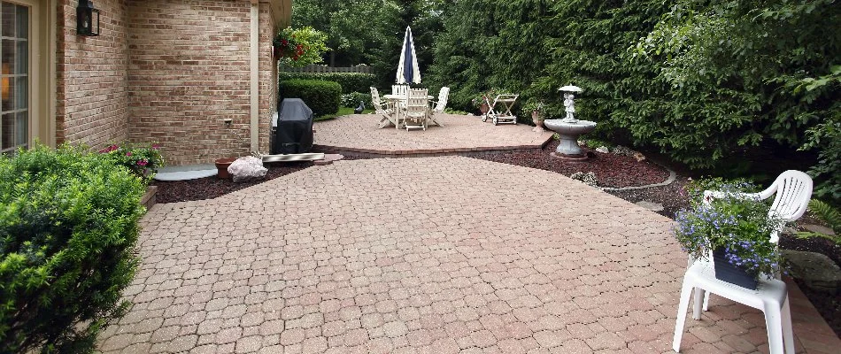 Paver patio in a backyard in Leacock Township, PA.