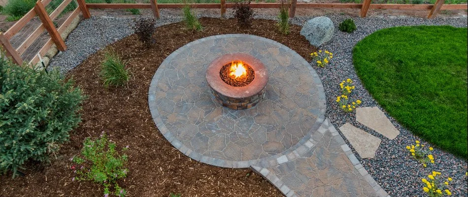 Paver patio with a fire pit in New Holland, PA.