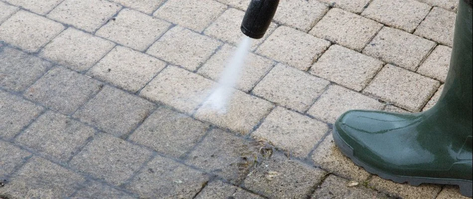 Pavers being pressure washed in Lititz, PA.